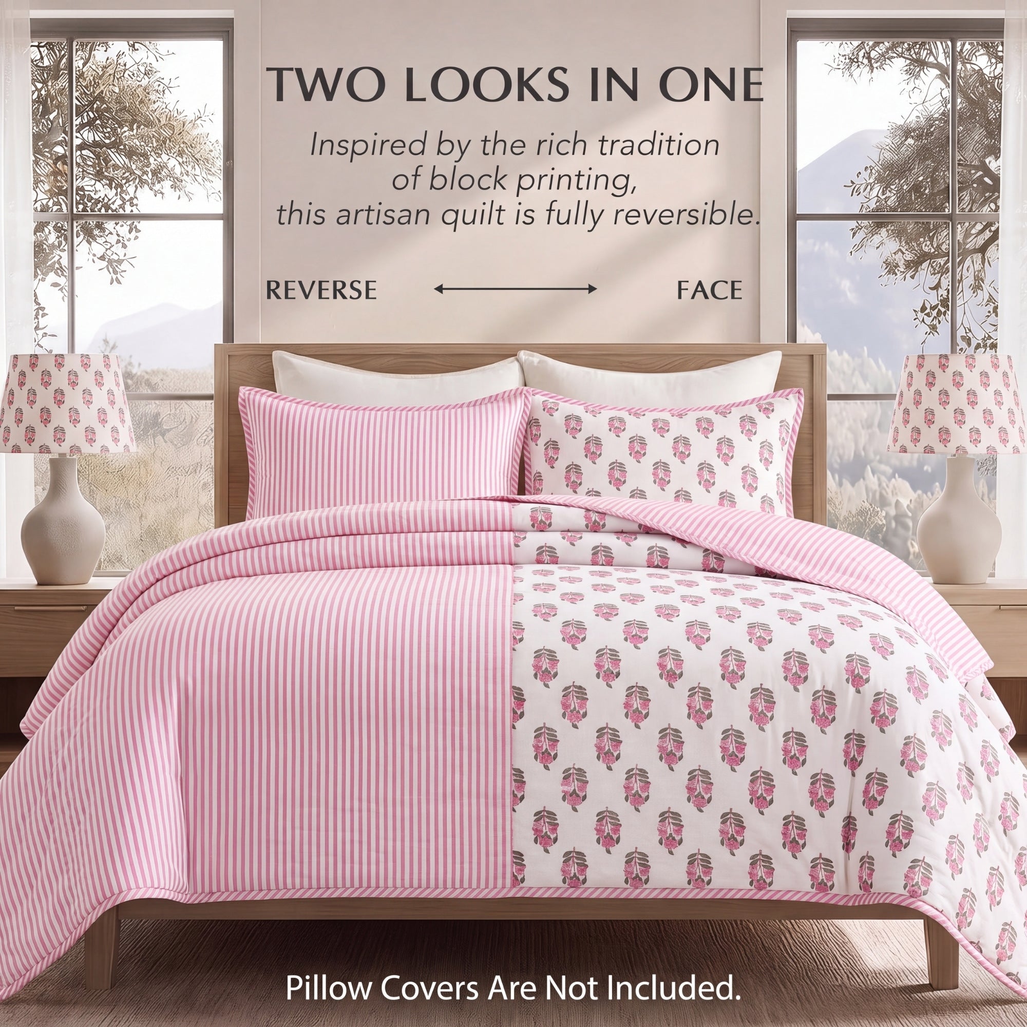 Punch Pink Quilt Ridhi Block Print