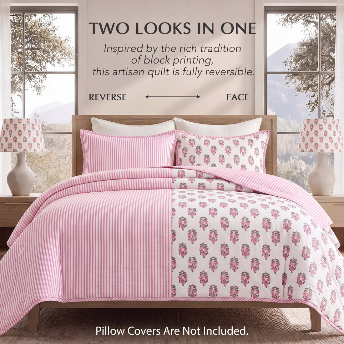 Punch Pink Quilt Ridhi Block Print