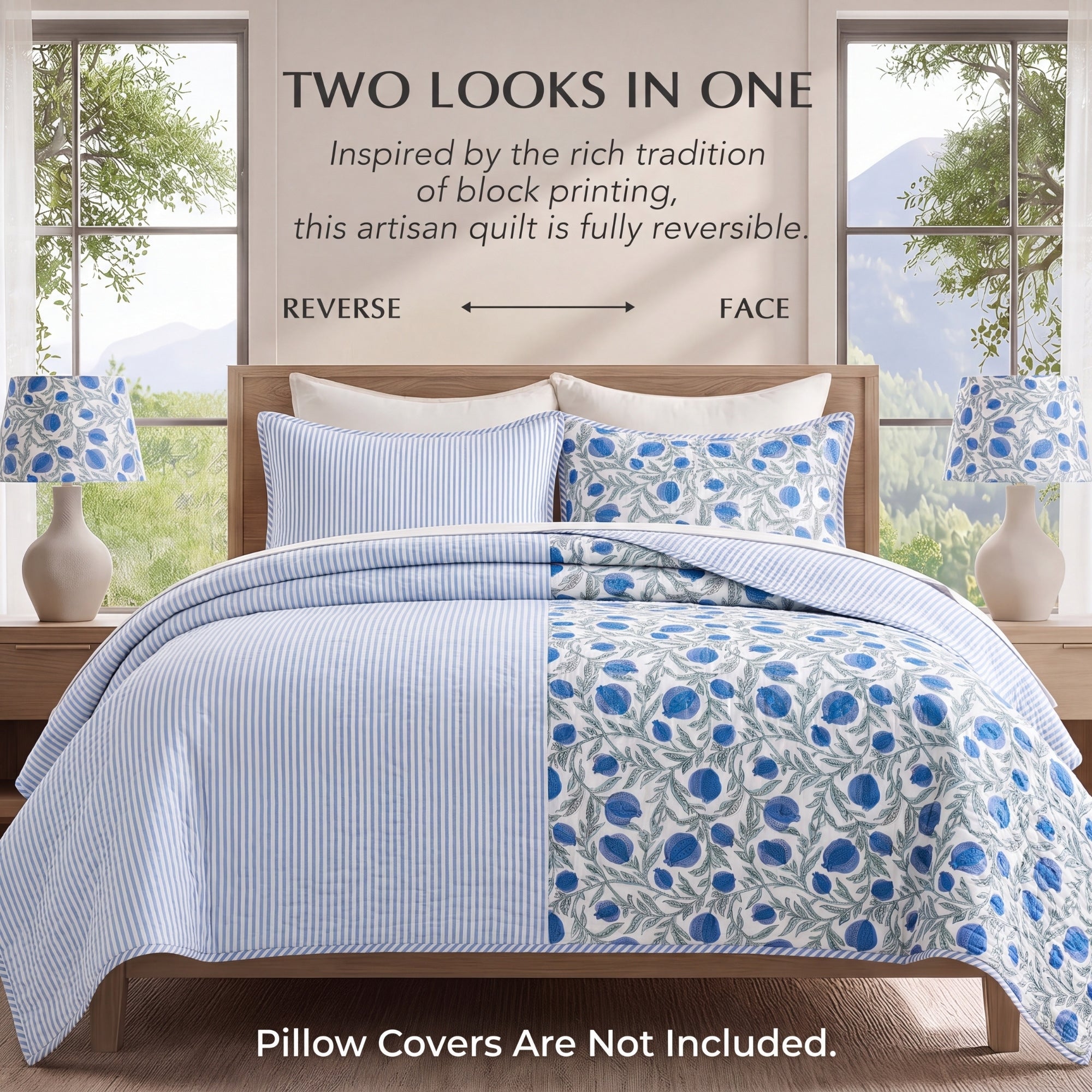 Queen Blue Quilt Ridhi Block Print