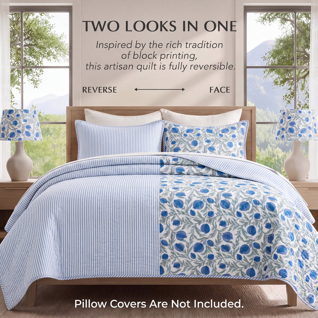 Queen Blue Quilt Ridhi Block Print