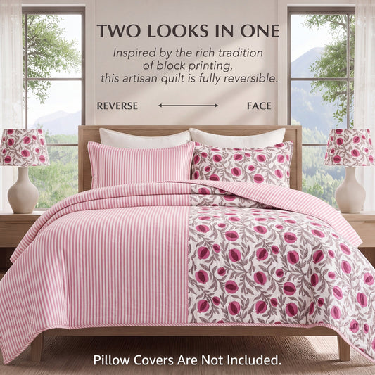 Sangria Red Pomegranate Quilt Ridhi Block Print