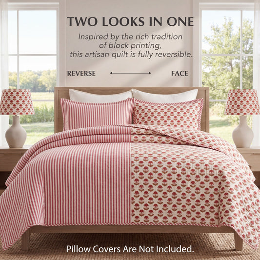 Vermilion Red Quilt Ridhi Block Print