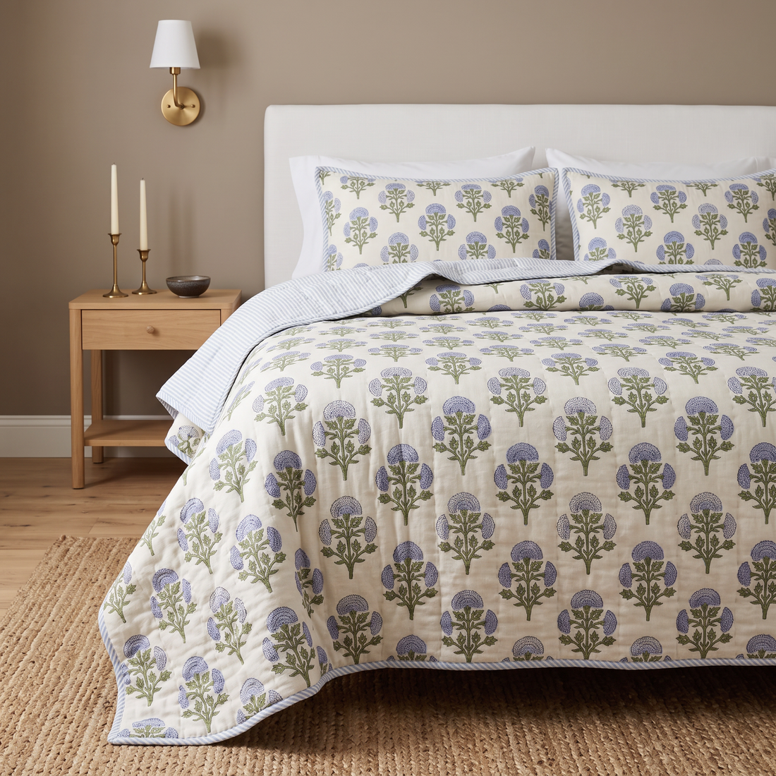 Mughal Buta Blue Quilt