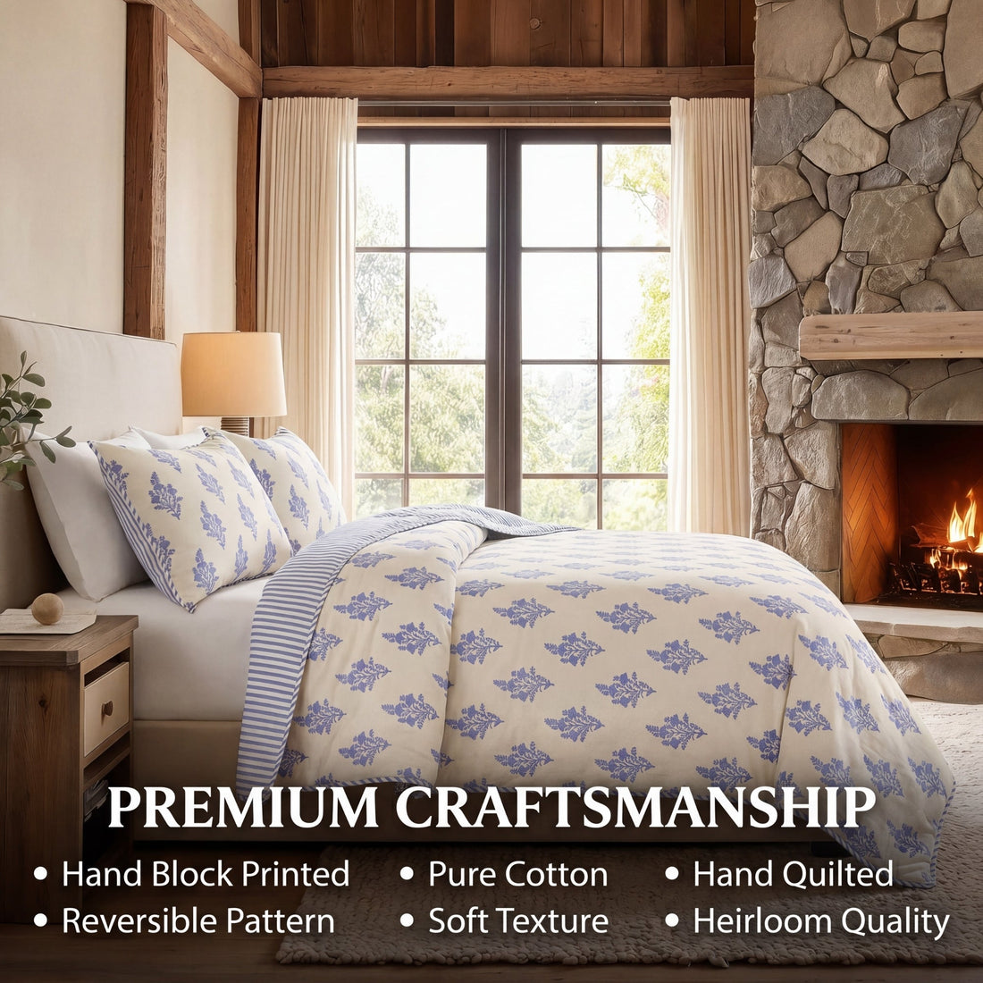 Coastal Blue Quilt Ridhi Block Print