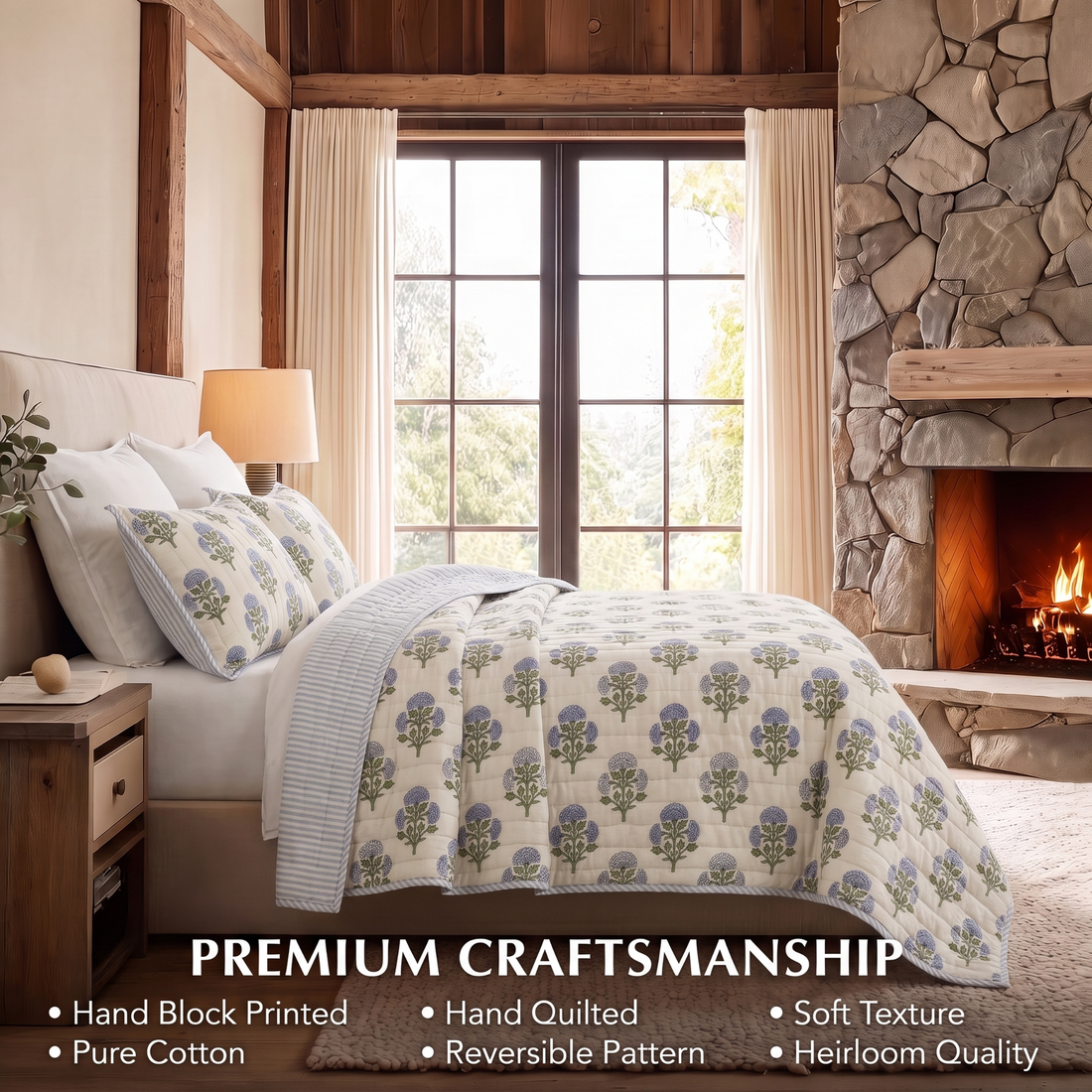 Mughal Buta Blue Quilt
