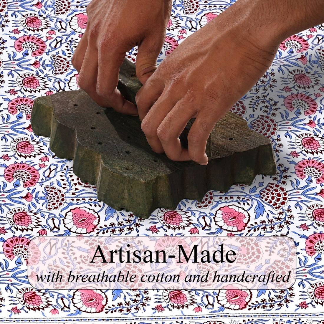 Pigeon Blue & Flamingo Pink Quilt Ridhi Block Print