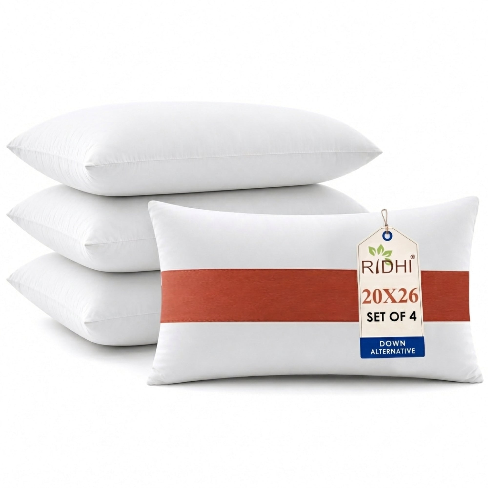 White Bed Pillow Insert Ridhi Block Print