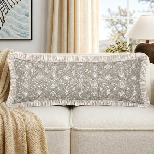 Taupe Sham Cover Ridhi Block Print