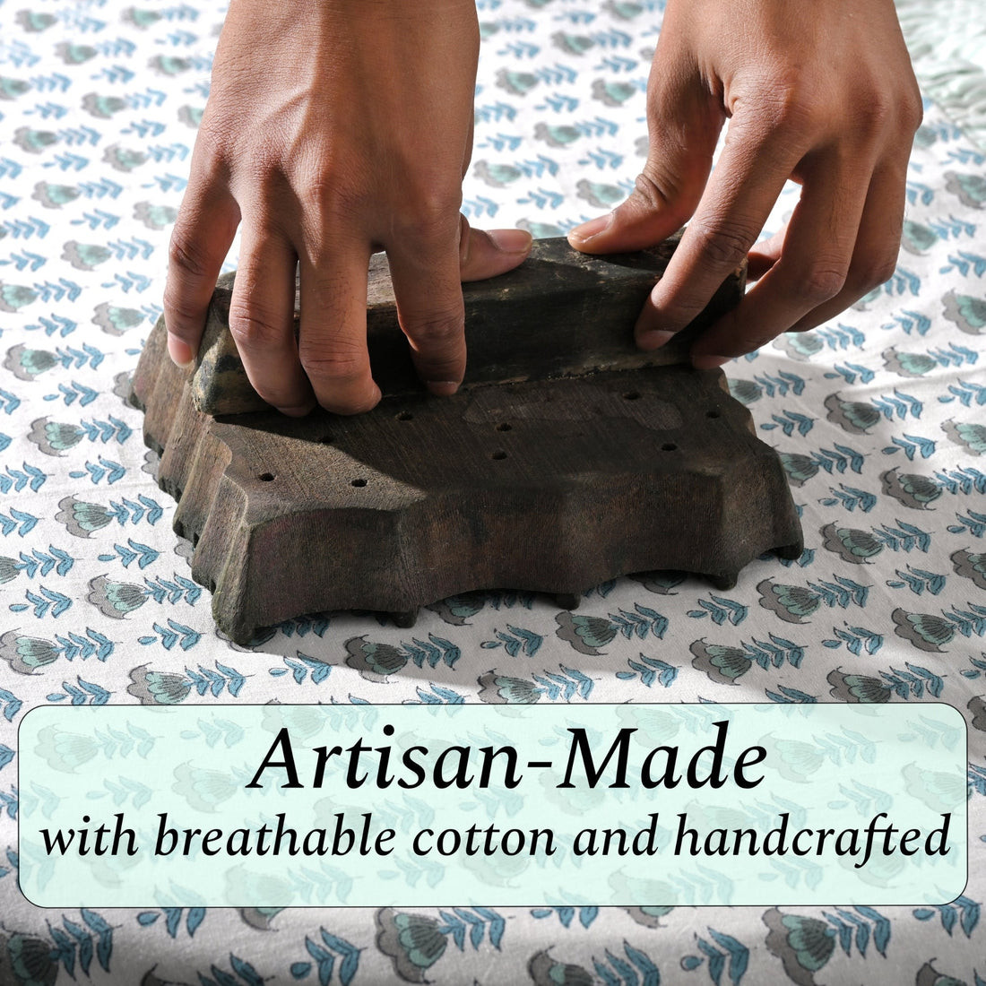 Aquamarine Blue Quilt Ridhi Block Print