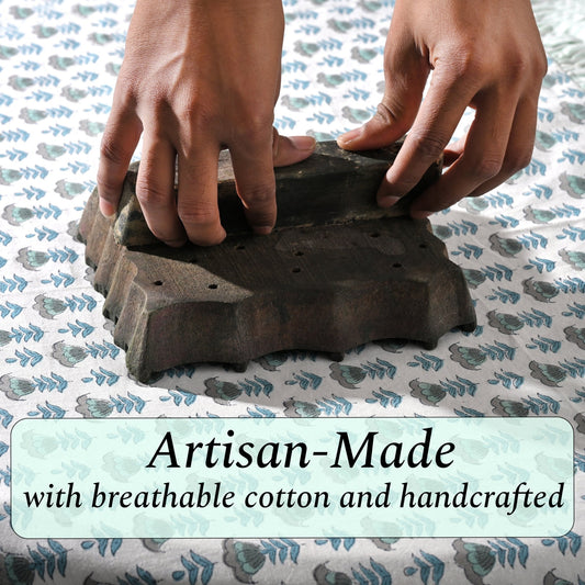 Aquamarine Blue Quilt Ridhi Block Print
