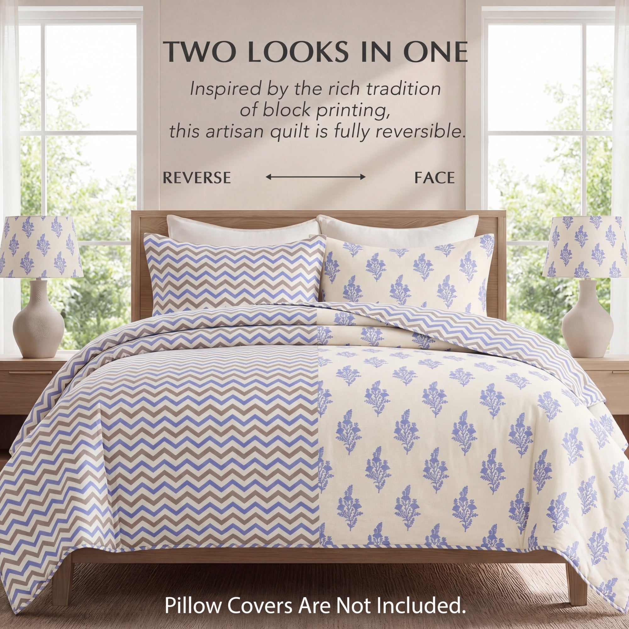 Coastal Blue Quilt Ridhi Block Print