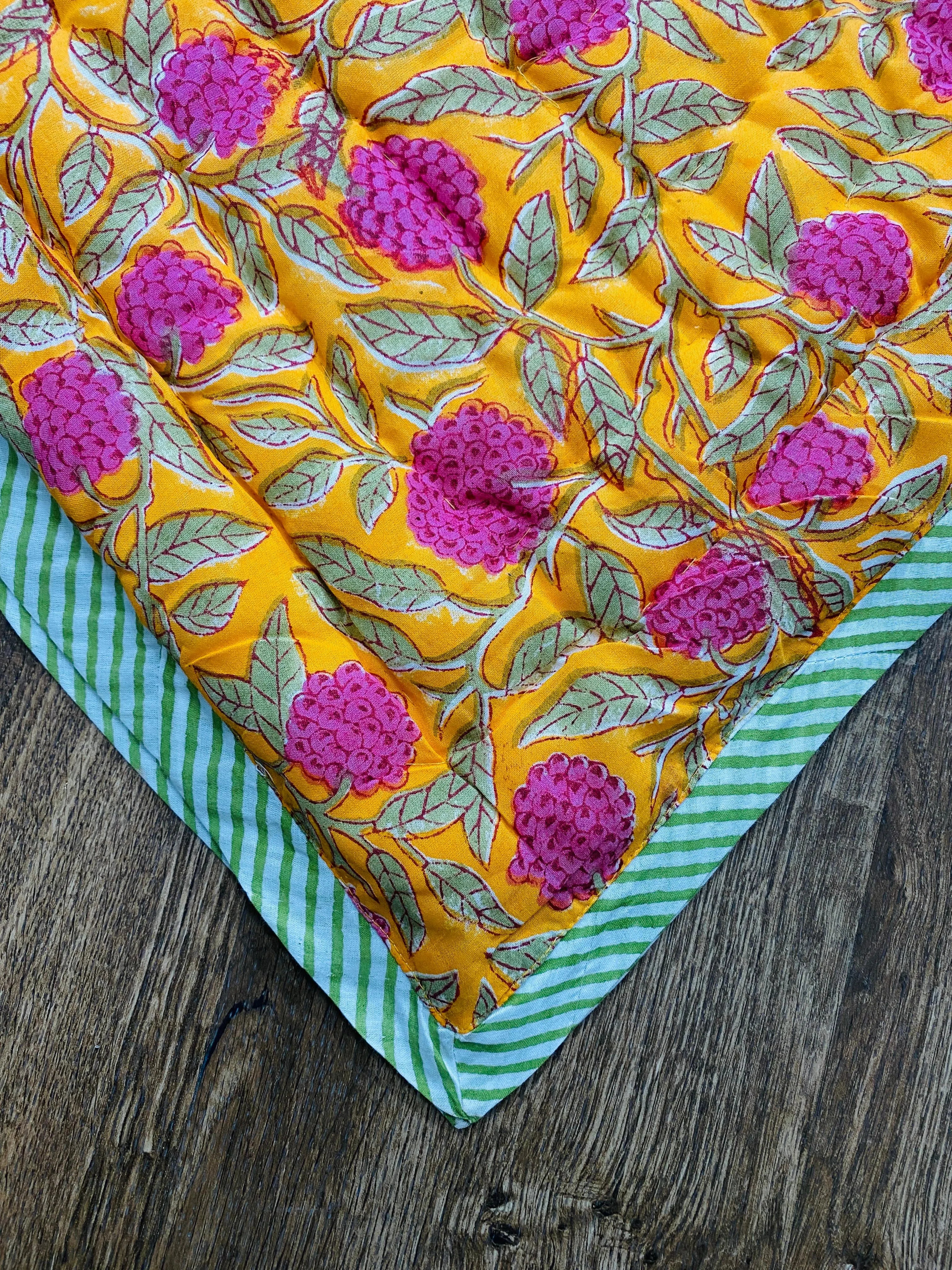 Tangerine Orange Quilt Ridhi Block Print