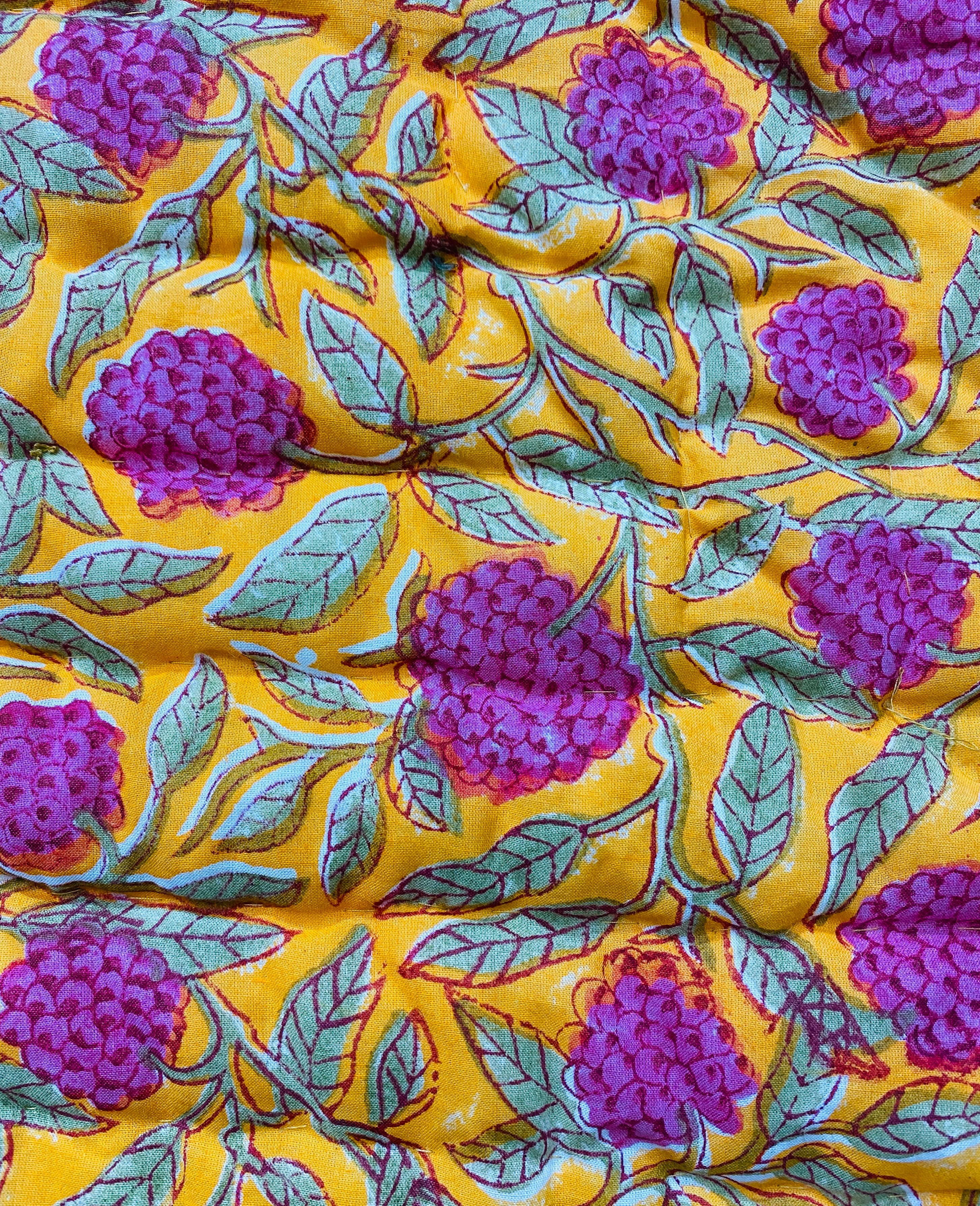 Tangerine Orange Quilt Ridhi Block Print
