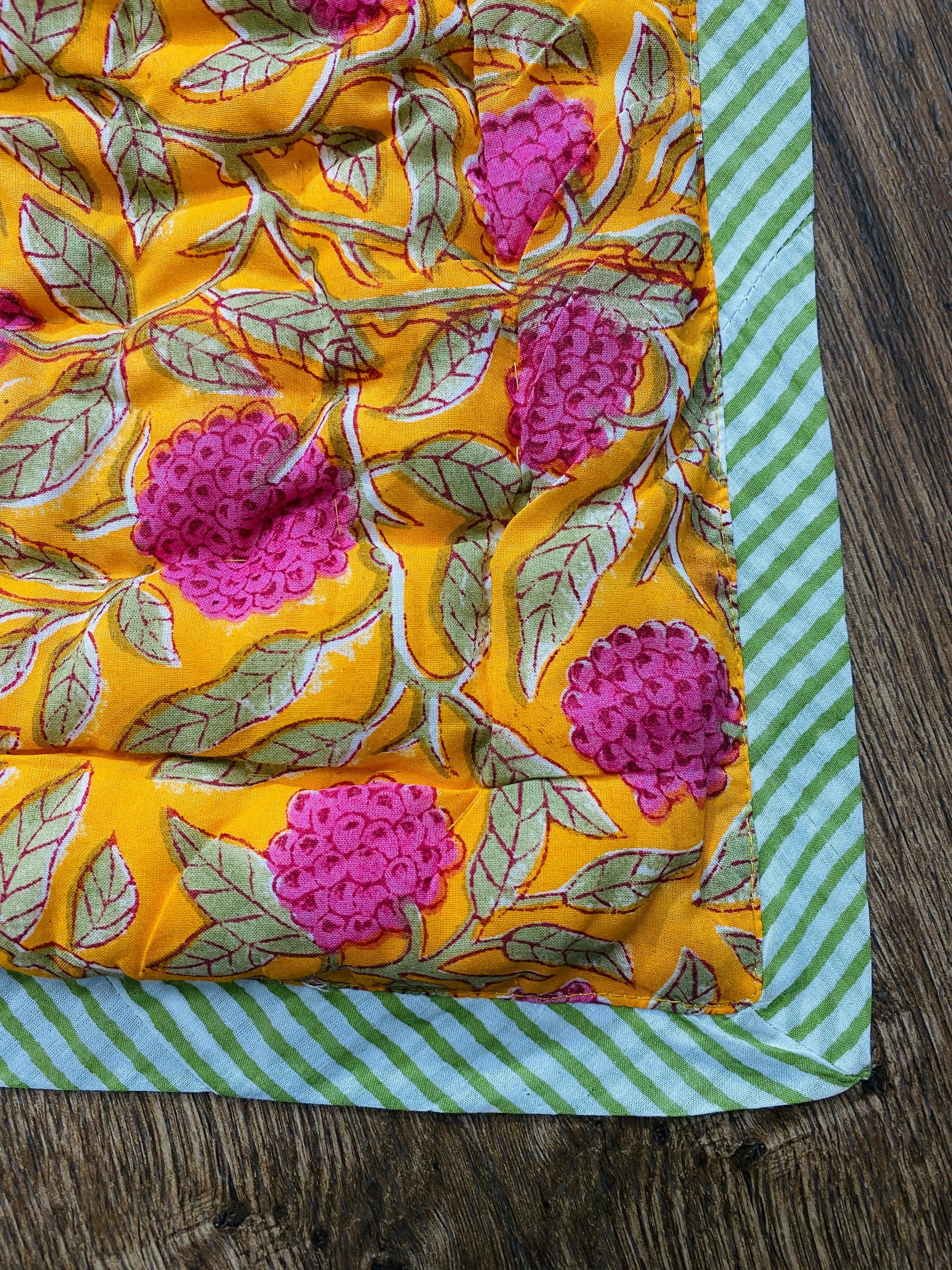 Tangerine Orange Quilt Ridhi Block Print