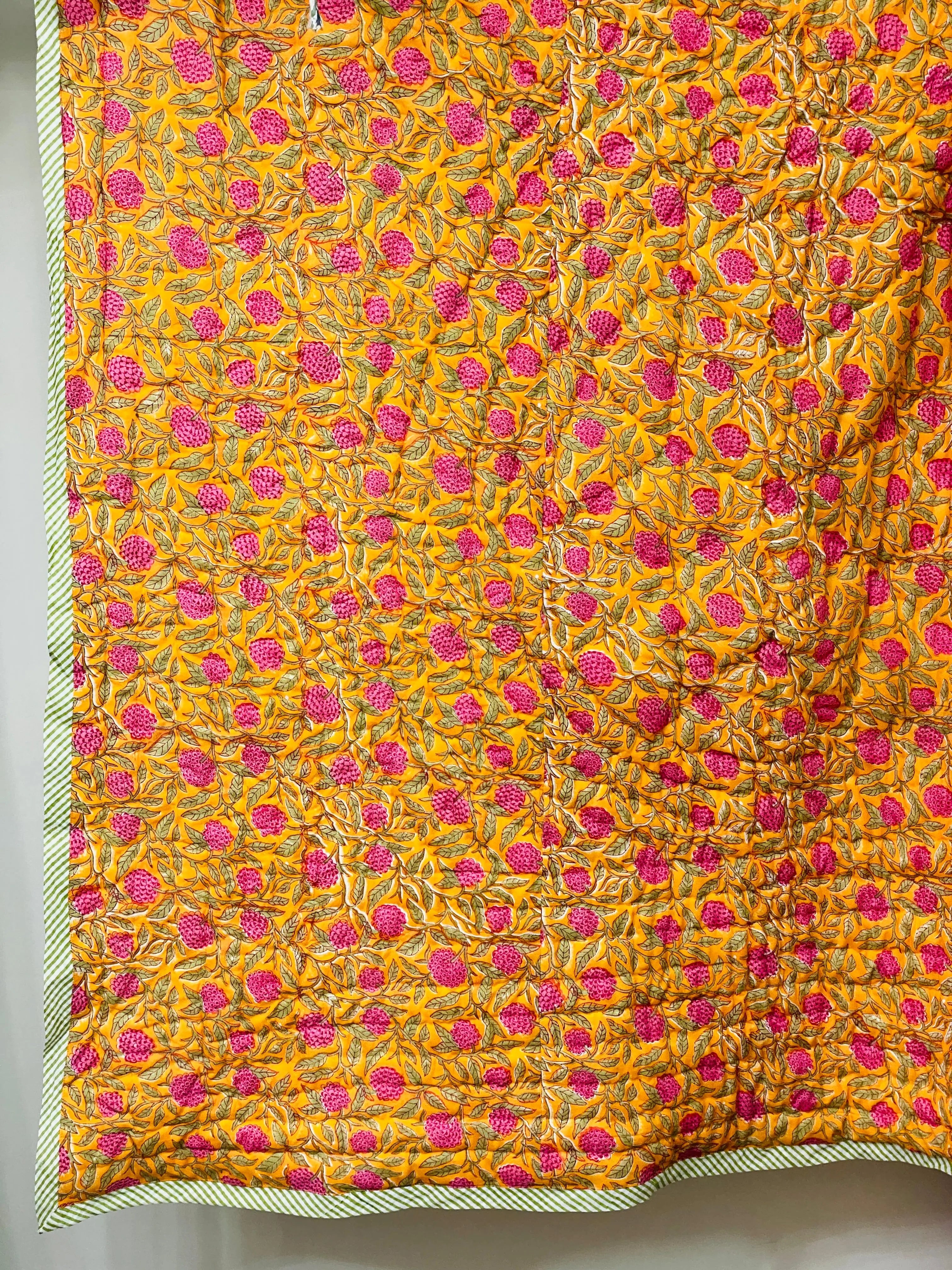 Tangerine Orange Quilt Ridhi Block Print