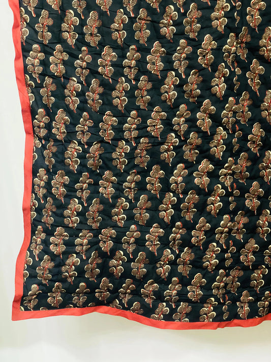 Midnight Black Quilt Ridhi Block Print