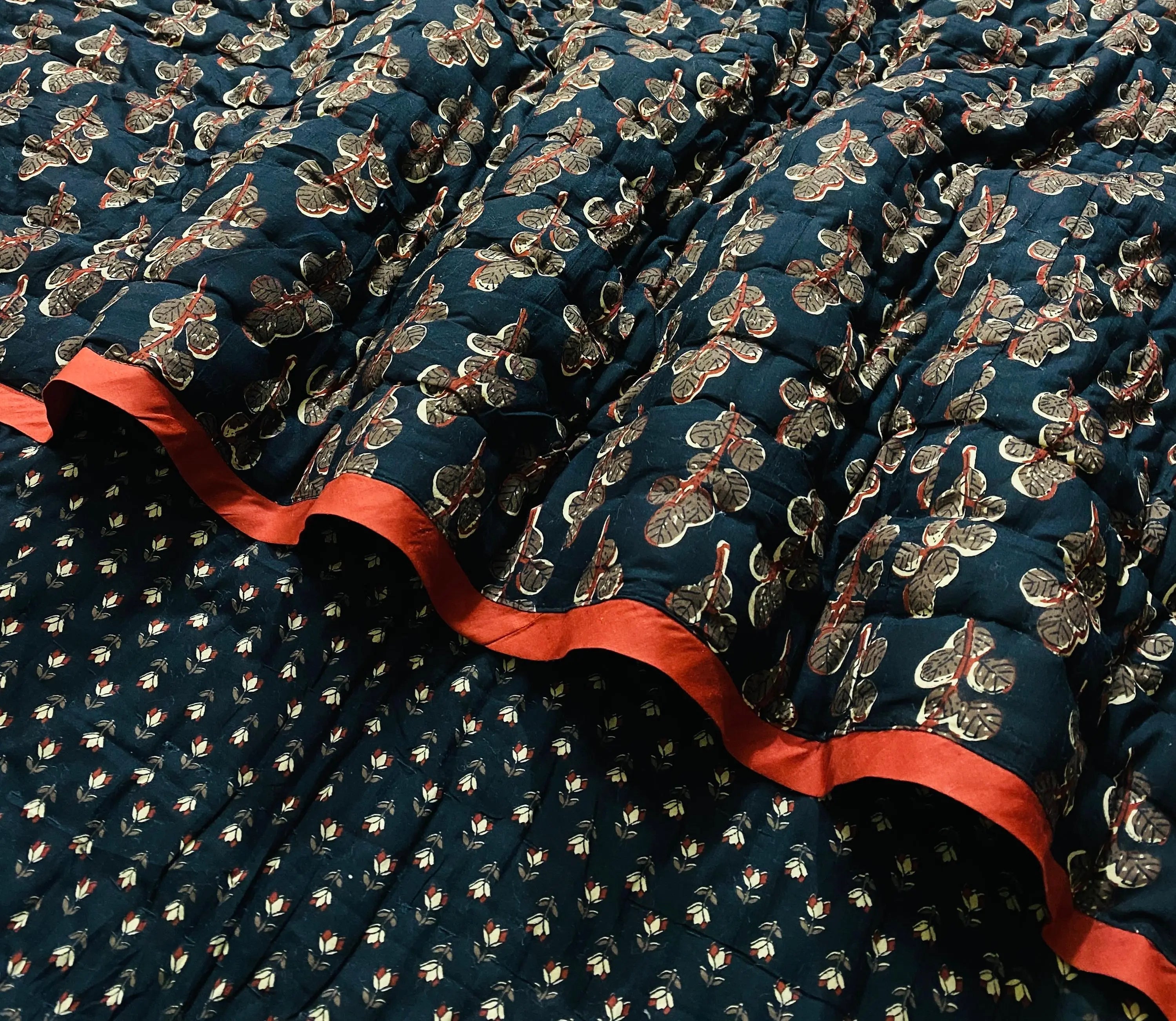Midnight Black Quilt Ridhi Block Print