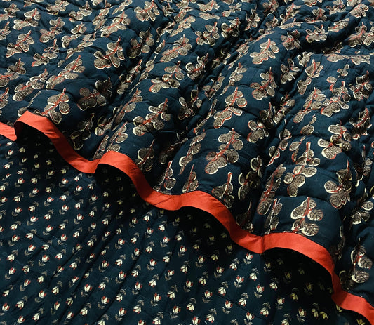 Midnight Black Quilt Ridhi Block Print