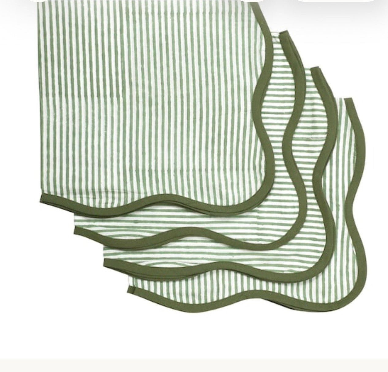 GREEN STRIPE WITH GREEN PIPING 20 NAPKIN 20X20 INCHES Ridhi Block Print