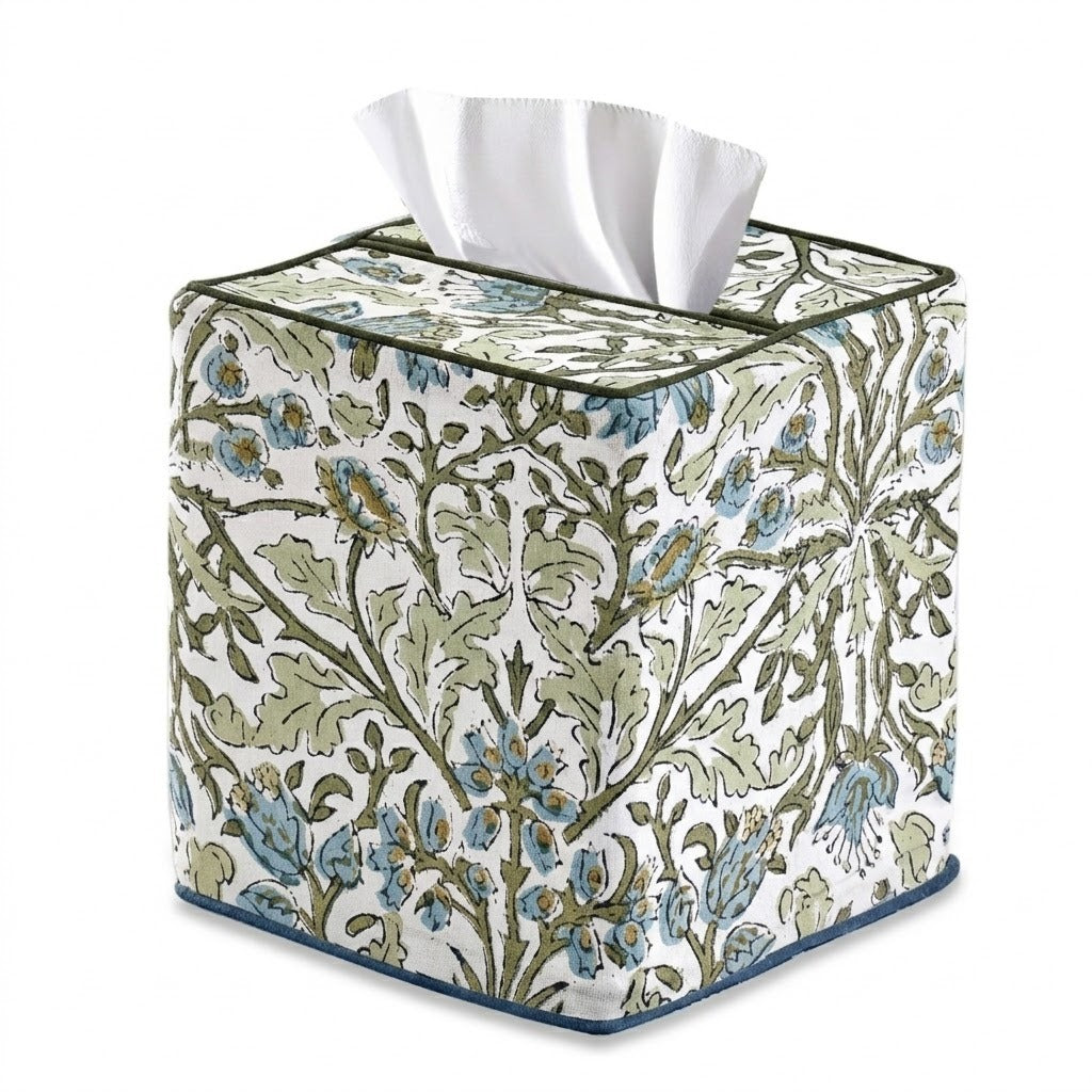 Indigo floral tissue boc cover Ridhi Block Print