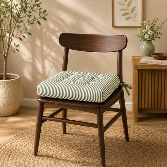 Green Striped Chair Cushions Ridhi Block Print