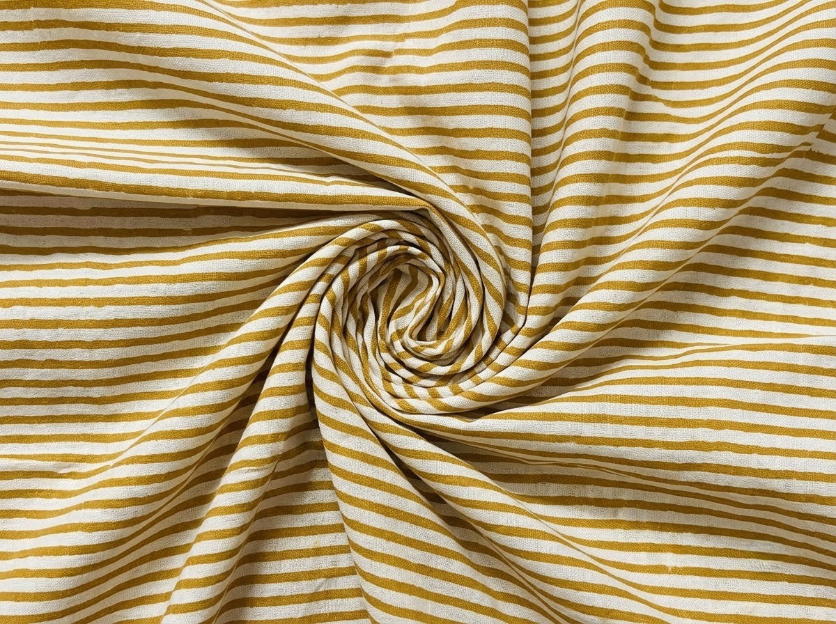 Saffron Yellow Stripe Embroidery Napkins Ridhi Block Print