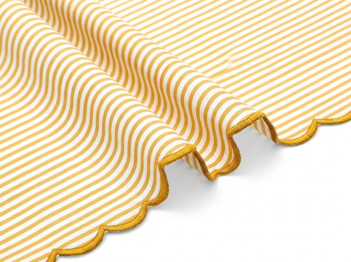 Saffron Yellow Stripe Embroidery Napkins Ridhi Block Print