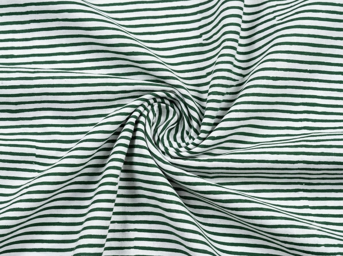 Forest Green Stripe Embroidery Napkins Ridhi Block Print
