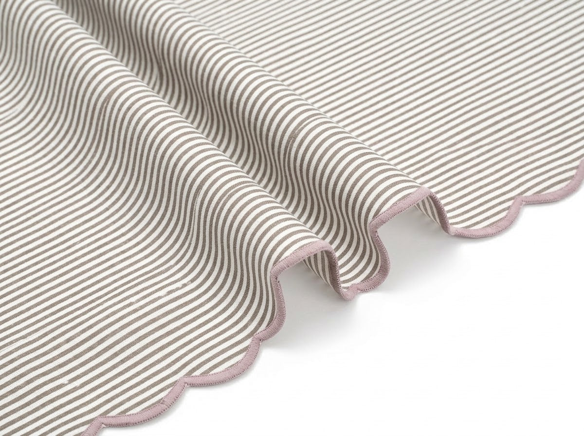 Oatmeal Brown Stripe Embroidery Napkins Ridhi Block Print