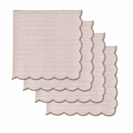 Oatmeal Brown Stripe Embroidery Napkins Ridhi Block Print