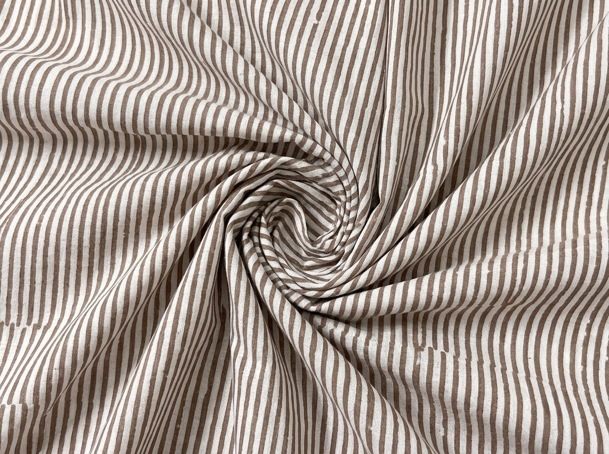 Oatmeal Brown Stripe Embroidery Napkins Ridhi Block Print