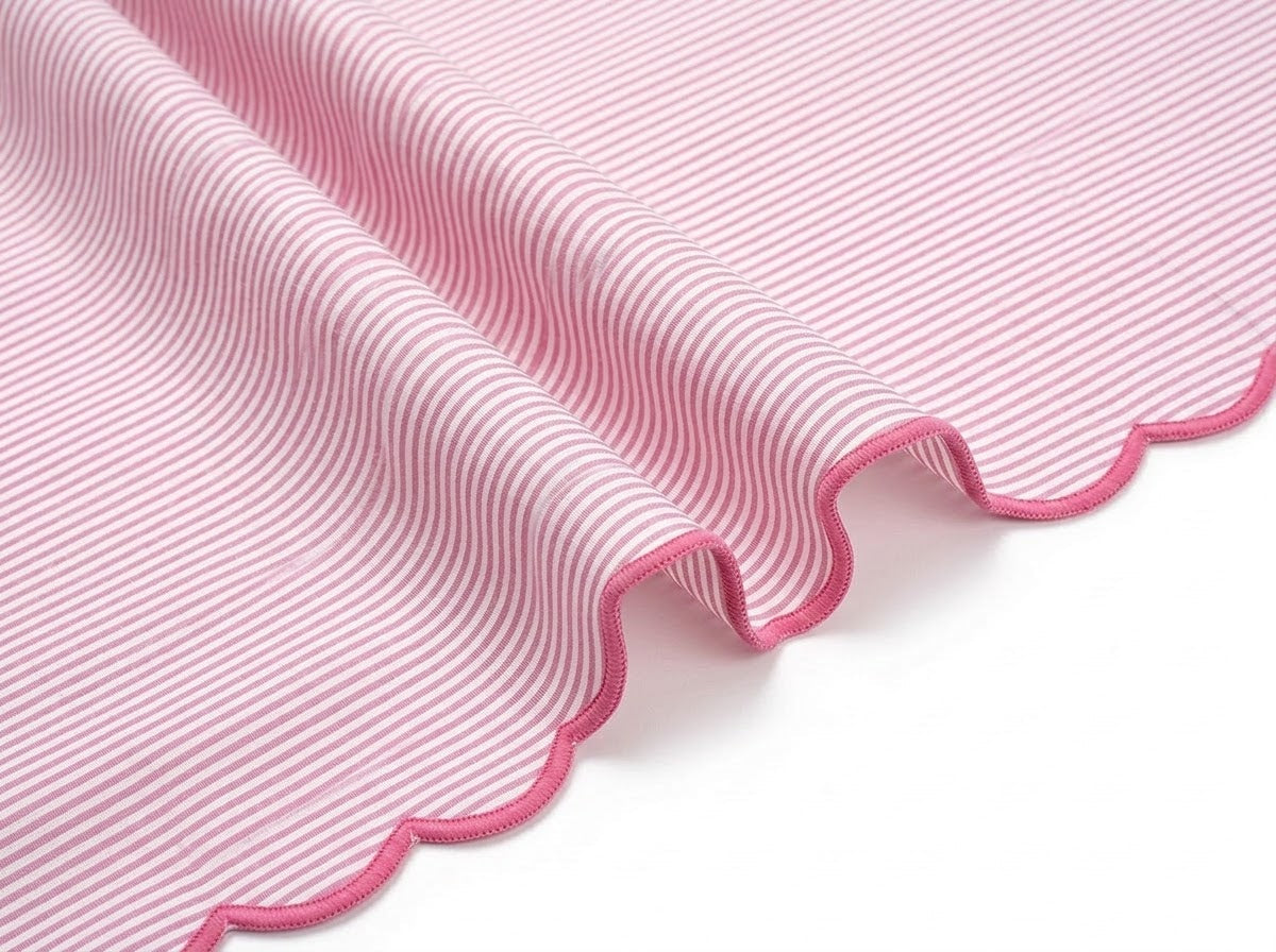Taffy Pink Stripe Embroidery Napkins Ridhi Block Print