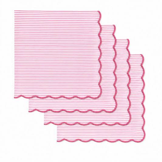 Taffy Pink Stripe Embroidery Napkins Ridhi Block Print