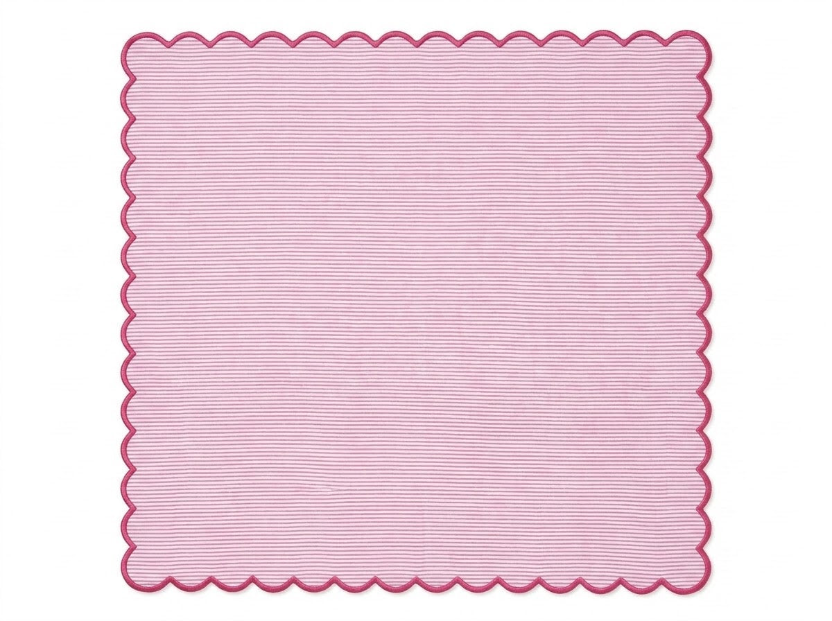 Taffy Pink Stripe Embroidery Napkins Ridhi Block Print