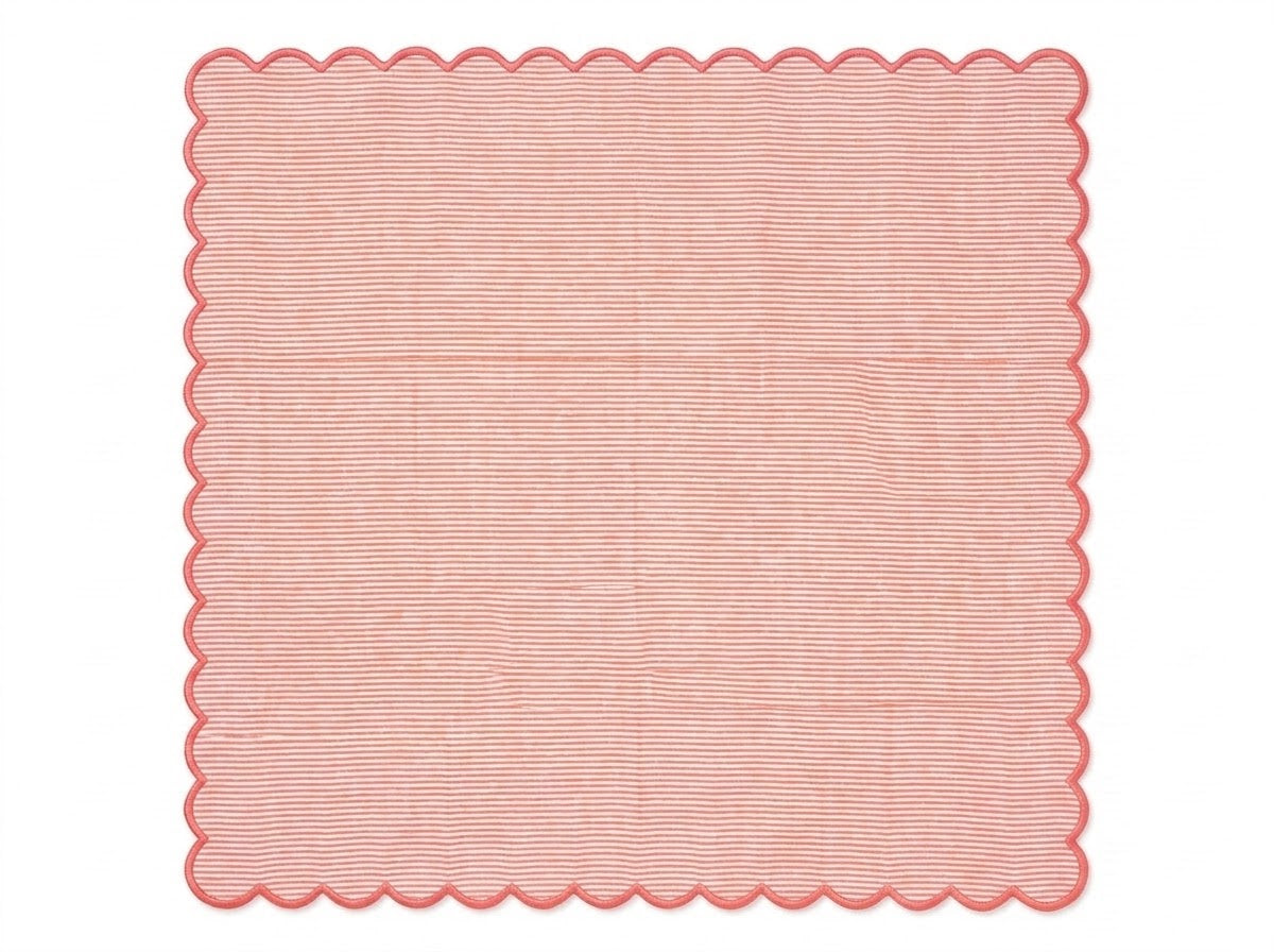 Blush Pink Stripe Embroidery Napkins Ridhi Block Print