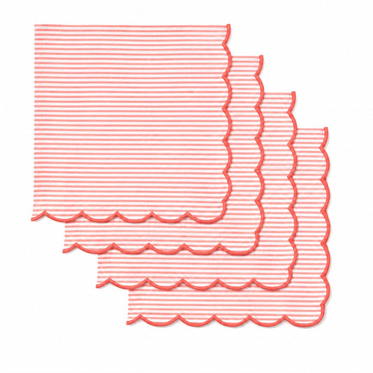 Blush Pink Stripe Embroidery Napkins Ridhi Block Print
