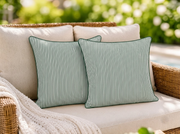 Forest Green Striped Cotton Piping Pillow Cover