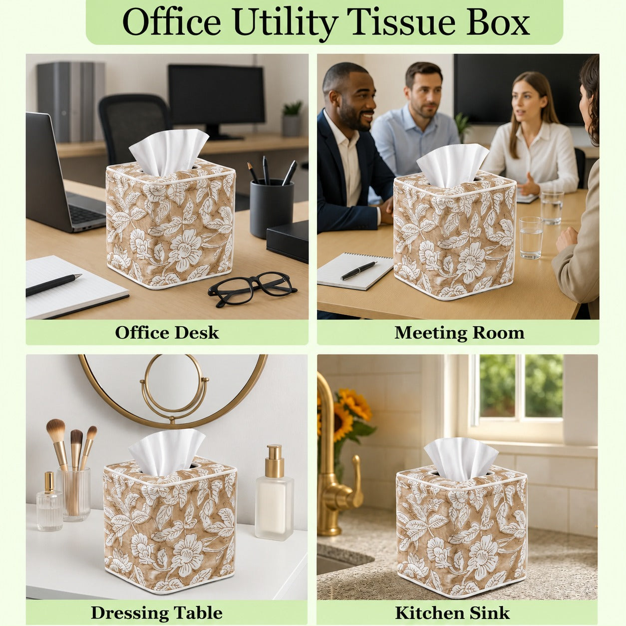Oak Brown Tissue Box Cover Ridhi Block Print