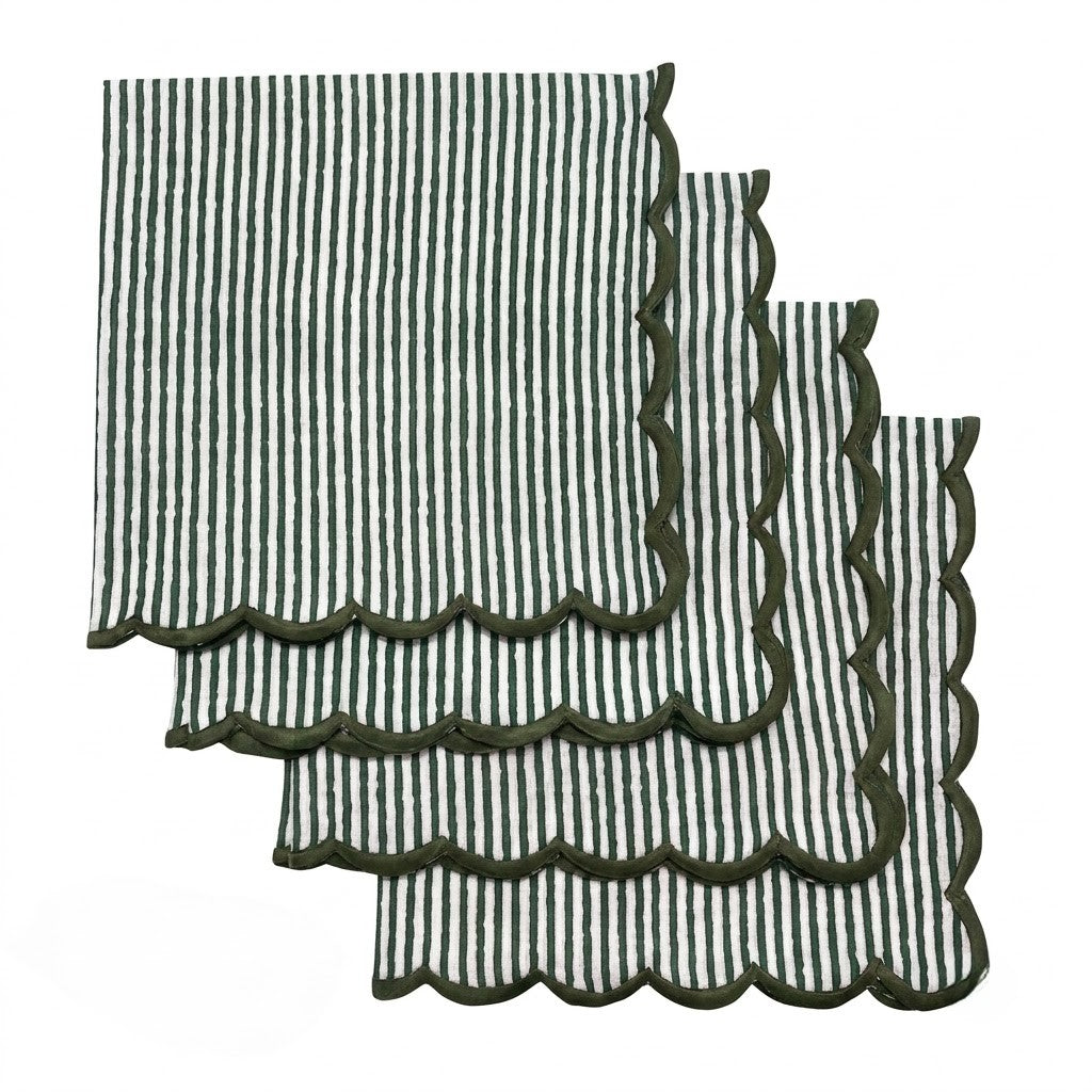Forest Green Stripe Embroidery Napkins (Copy) Ridhi Block Print