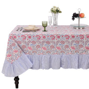 Ruffle Rectangle & Square Tablecloth - Pigeon Blue and Flamingo Pink