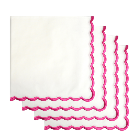 White with Pink Embroidery Napkins RIDHI