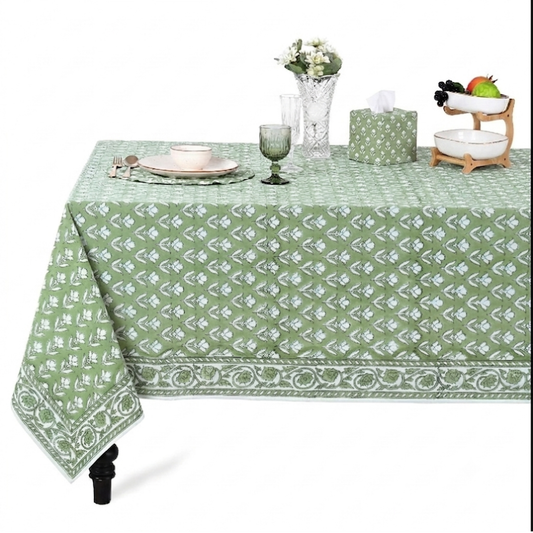 Verdant Square & Rectangle Tablecloth Ridhi Block Print