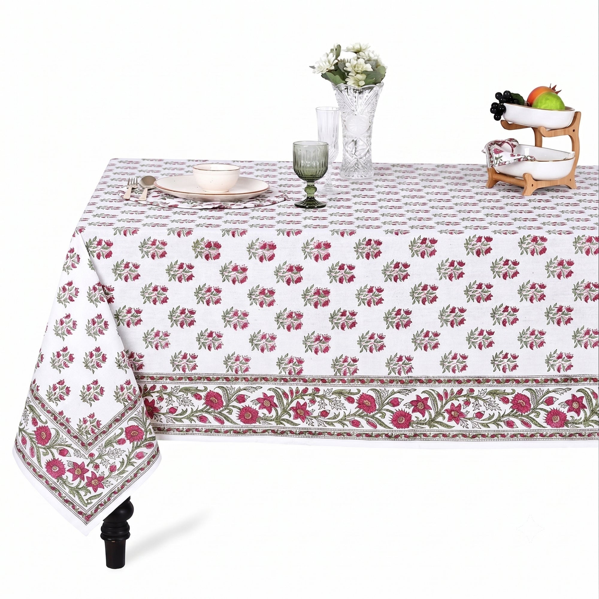 Marmalade Red Rectangle Tablecloth Ridhi Block Print