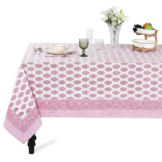Taffy Pink Square & Rectangle Tablecloth Ridhi Block Print