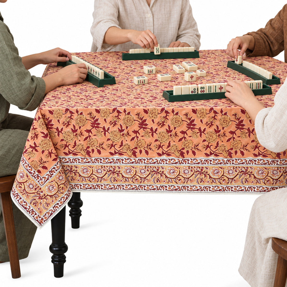 Apricot Rosette Vine Square & Rectangle Tablecloth