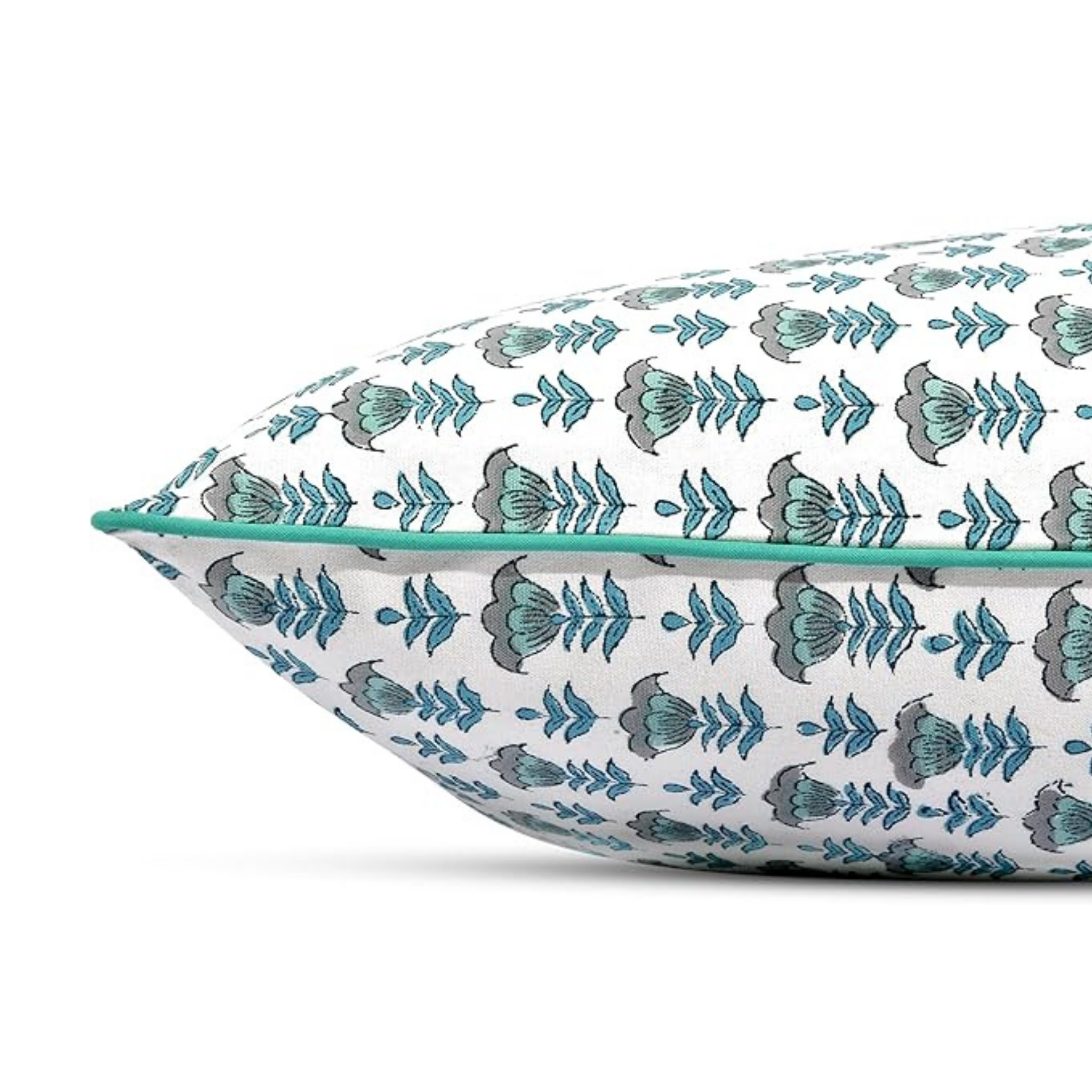 Decorative pillow with floral pattern on a white background