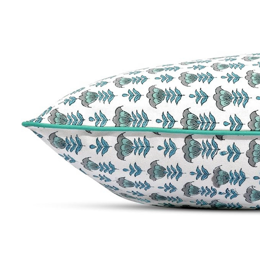 Decorative pillow with floral pattern on a white background