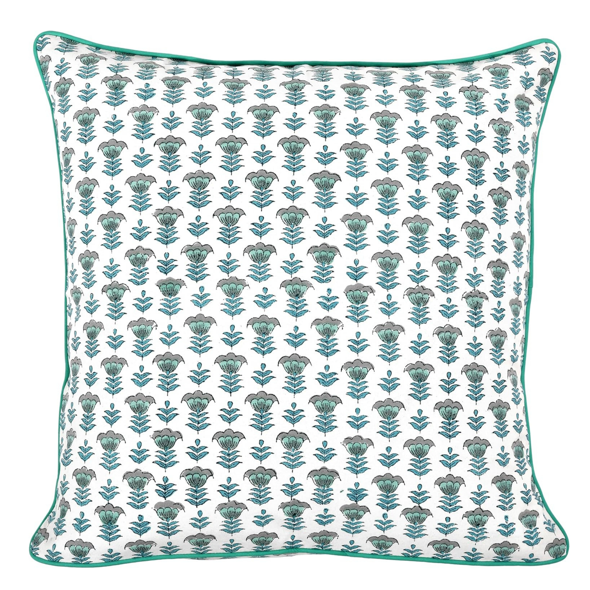 Decorative pillow with floral pattern on a white background