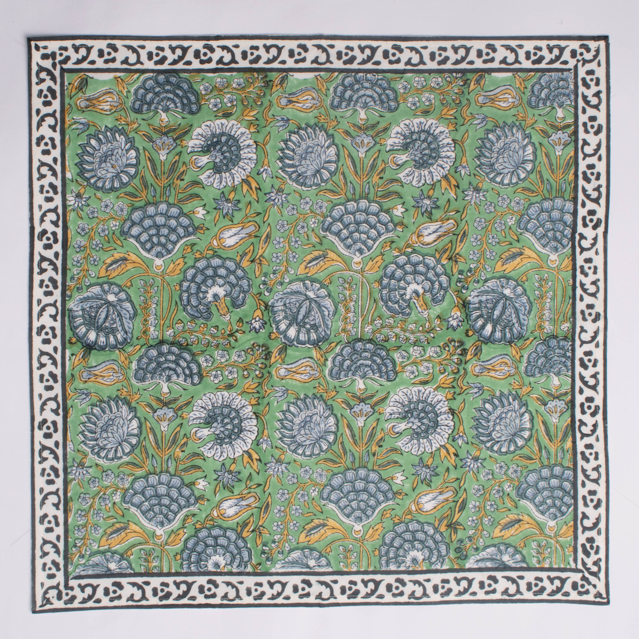 Decorative fabric with floral pattern on a white background