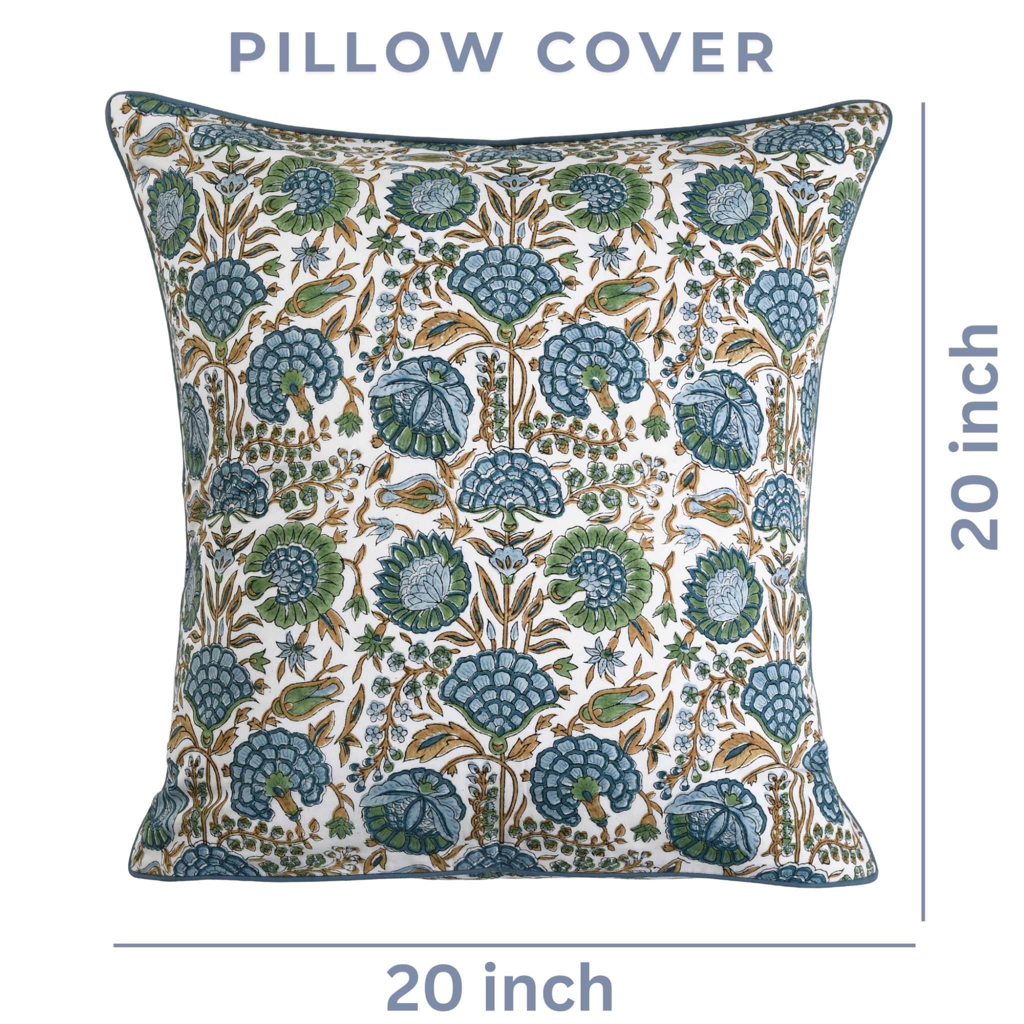 Decorative pillow cover with floral pattern on a white background